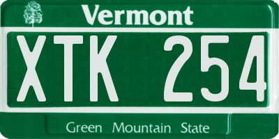 VT license plate XTK254