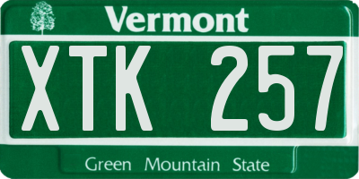 VT license plate XTK257