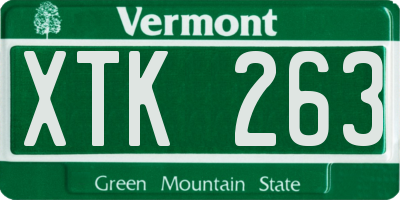 VT license plate XTK263