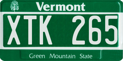 VT license plate XTK265