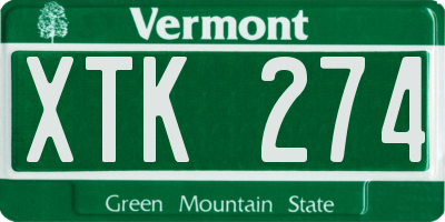 VT license plate XTK274