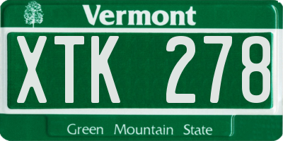 VT license plate XTK278