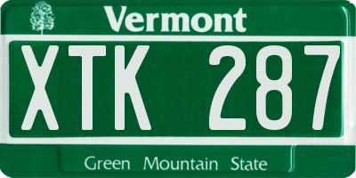 VT license plate XTK287