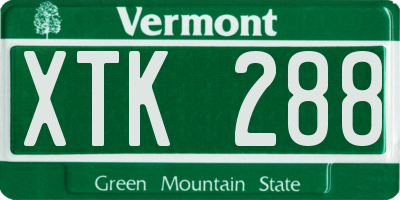 VT license plate XTK288