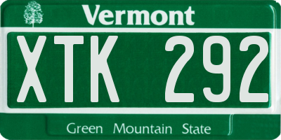 VT license plate XTK292