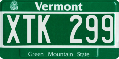 VT license plate XTK299