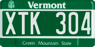 VT license plate XTK304