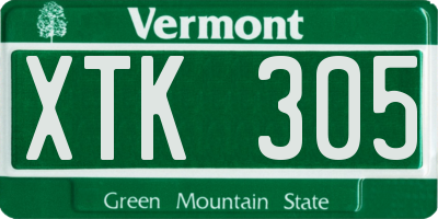 VT license plate XTK305