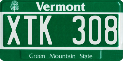 VT license plate XTK308
