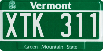VT license plate XTK311