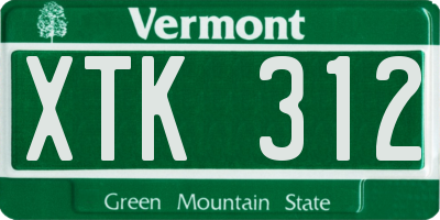 VT license plate XTK312