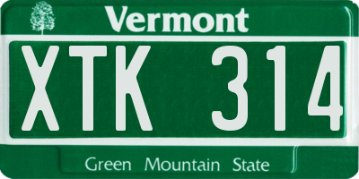VT license plate XTK314