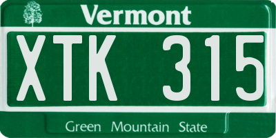VT license plate XTK315