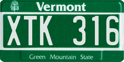 VT license plate XTK316