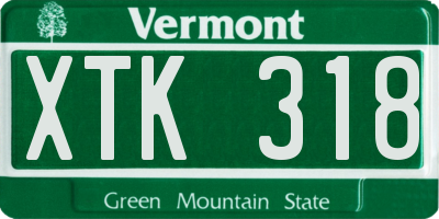 VT license plate XTK318