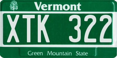 VT license plate XTK322