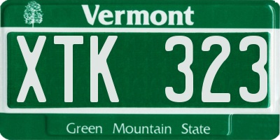 VT license plate XTK323