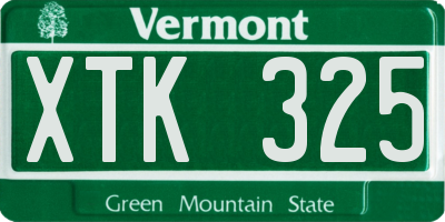 VT license plate XTK325