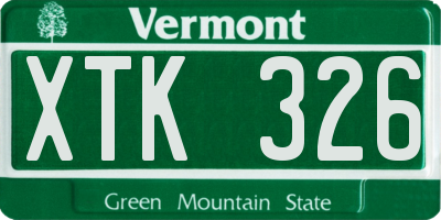 VT license plate XTK326