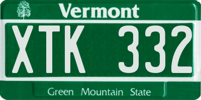 VT license plate XTK332