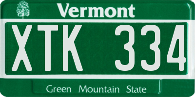 VT license plate XTK334
