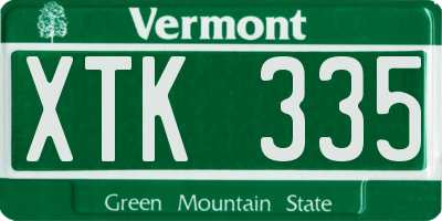 VT license plate XTK335
