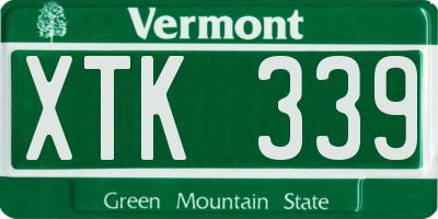 VT license plate XTK339