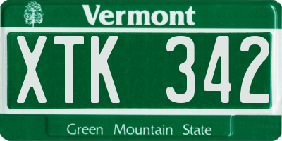 VT license plate XTK342