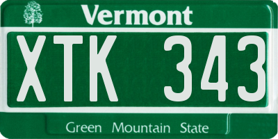 VT license plate XTK343
