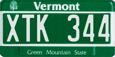 VT license plate XTK344