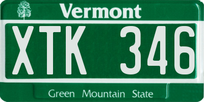 VT license plate XTK346