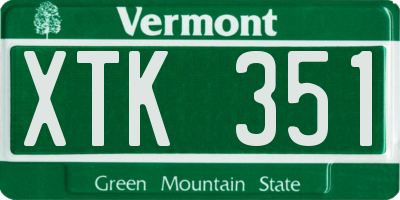 VT license plate XTK351