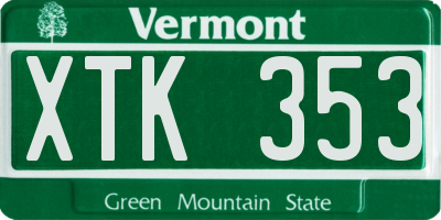 VT license plate XTK353