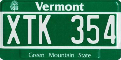 VT license plate XTK354