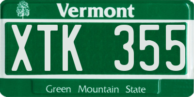 VT license plate XTK355