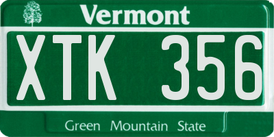 VT license plate XTK356