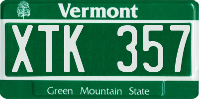 VT license plate XTK357