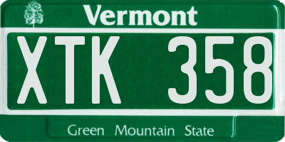 VT license plate XTK358