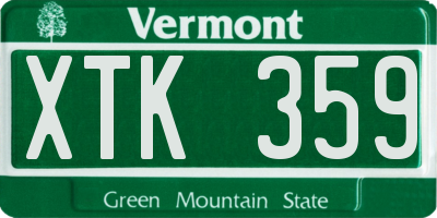 VT license plate XTK359