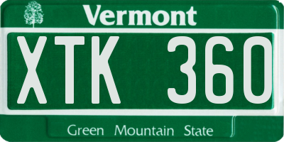 VT license plate XTK360