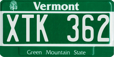 VT license plate XTK362