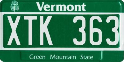 VT license plate XTK363