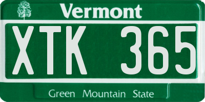 VT license plate XTK365