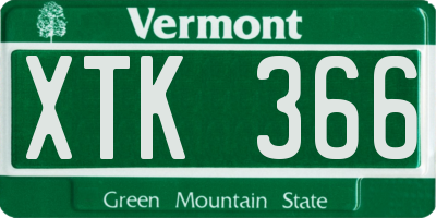 VT license plate XTK366