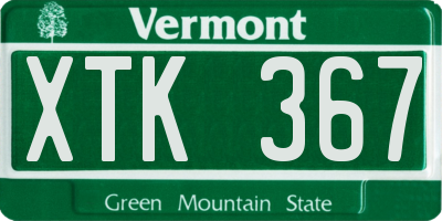 VT license plate XTK367