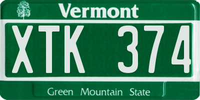 VT license plate XTK374