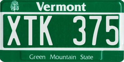 VT license plate XTK375