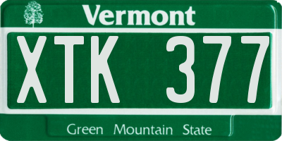 VT license plate XTK377