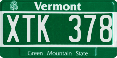 VT license plate XTK378