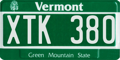 VT license plate XTK380